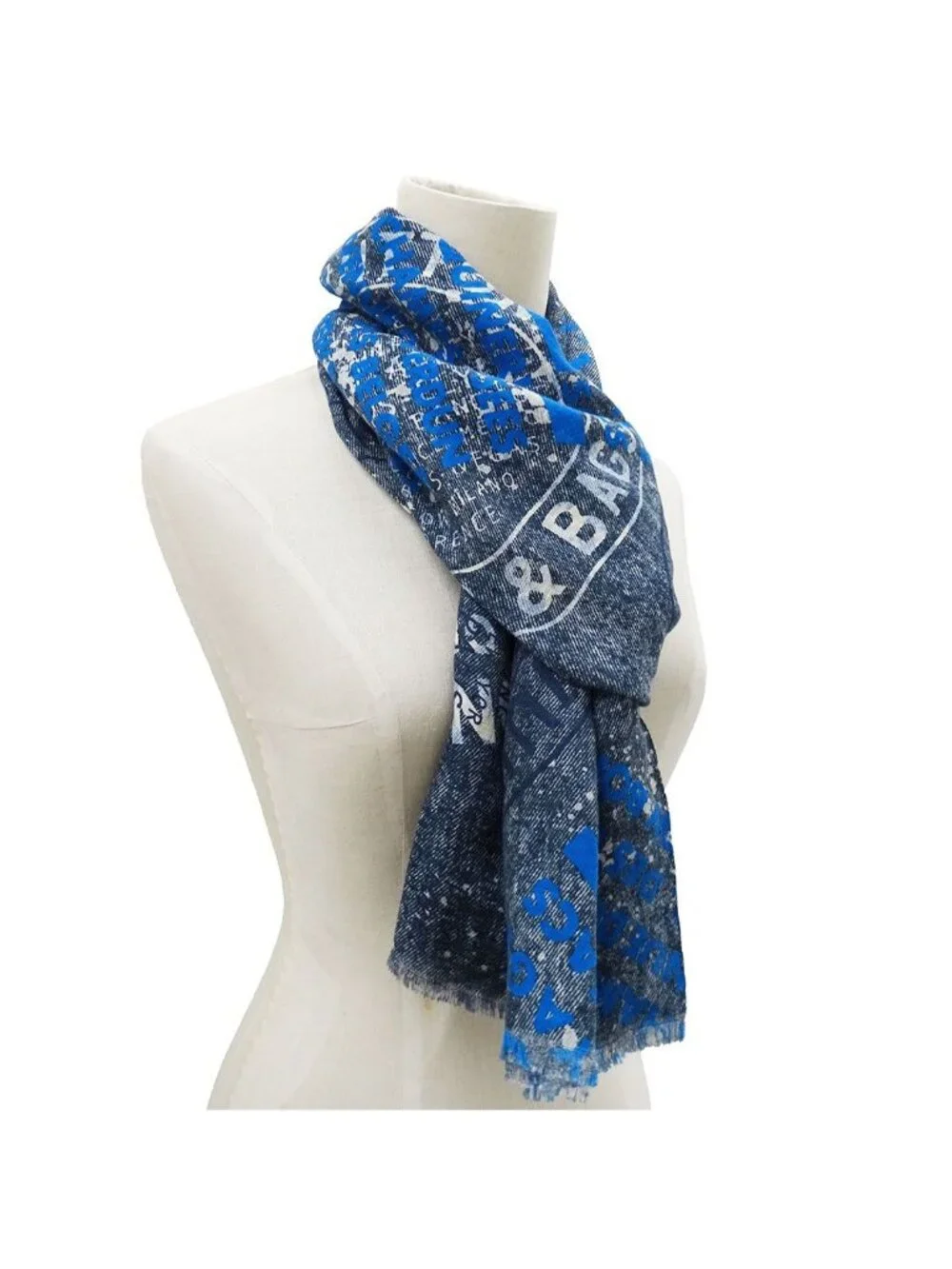 Louis Vuitton Scarf Cotton Hemp Etor Deni Blue Logo